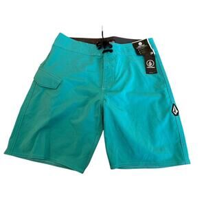 Volcom Men's Blue Lido Print Mod Tech Swim Boardshort Size 28